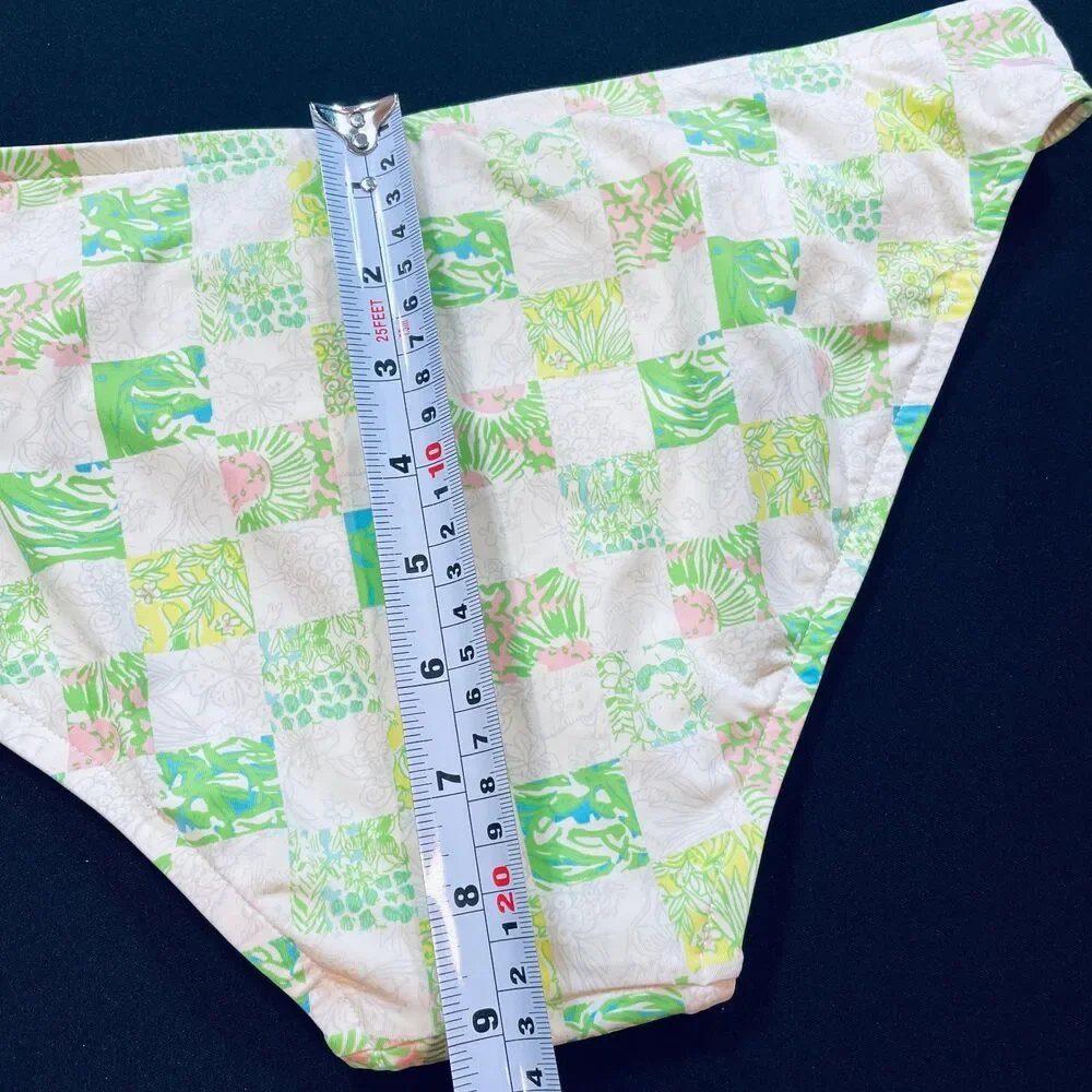 ~ RARE Lilly Pulitzer Med Bikini Swim Bottom Lioness Patch Pattern, Lined